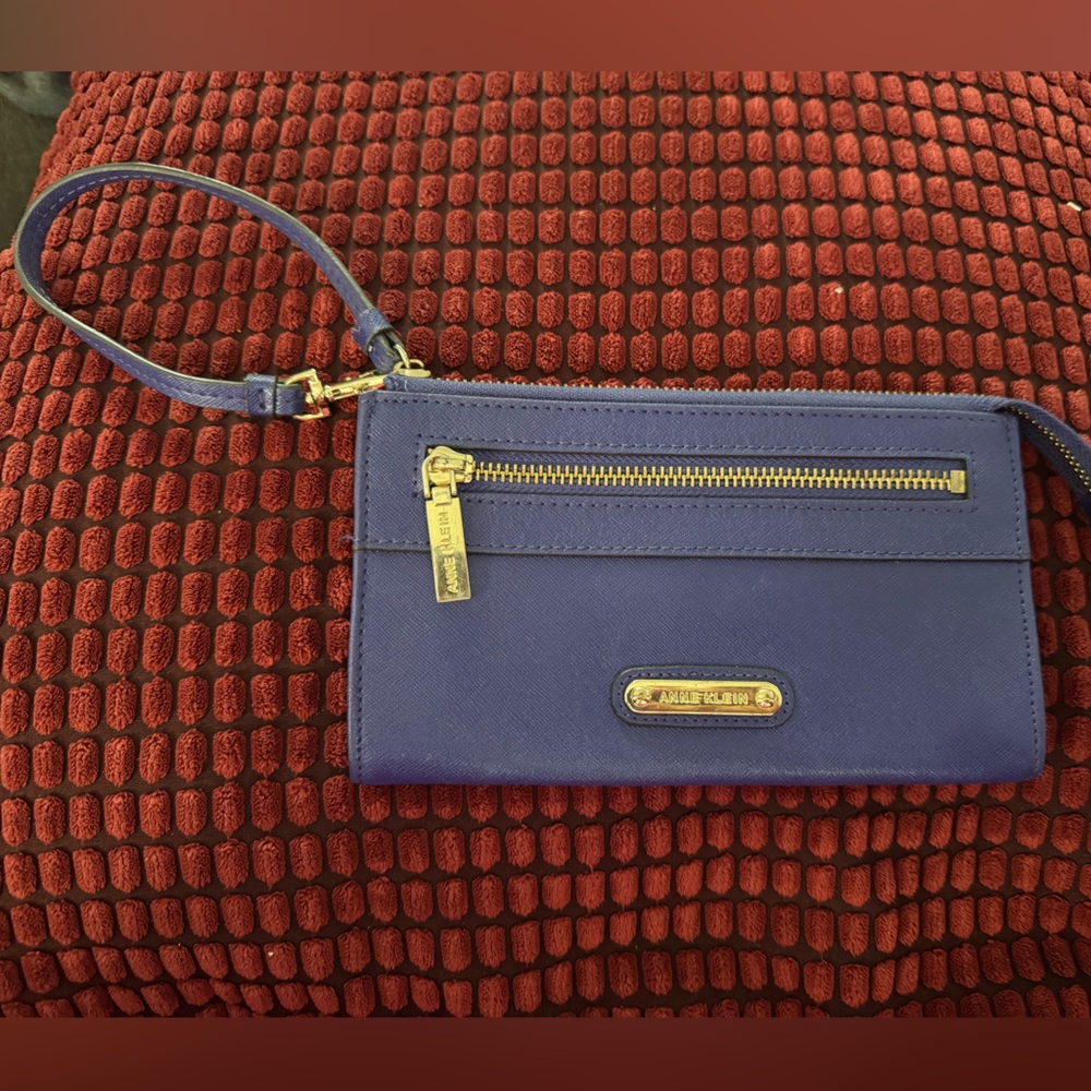 Anne Klein Royal Blue Wristlet with Gold Accents